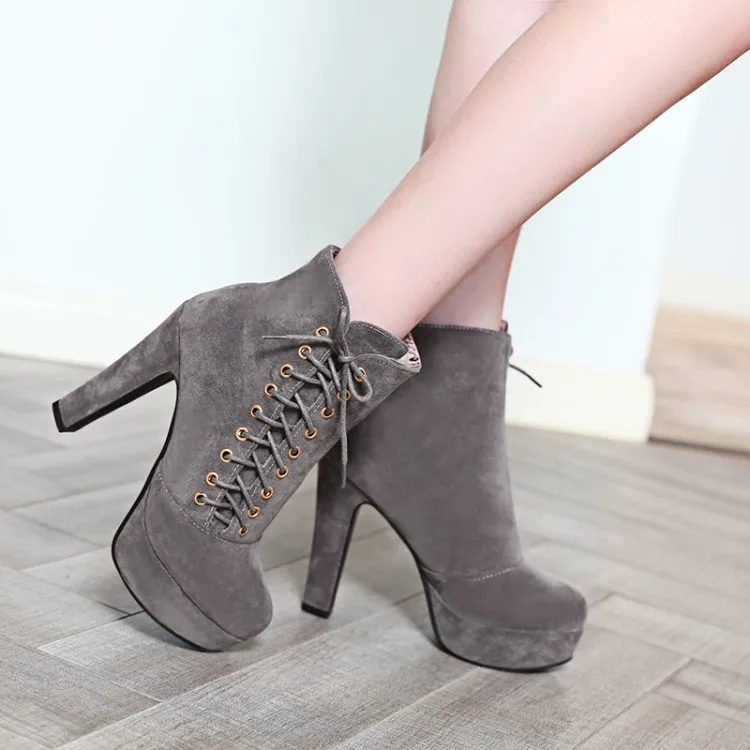 

Big Size 11 12 13 Super high heel suede Martin boot lace zipper platform for children of European and American boots