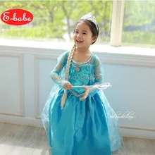 E-babe/, летнее платье принцессы Эльзы, голубого цвета, F rozen Карнавальный костюм для маленьких девочек детское Сетчатое платье с блестками, vestidos