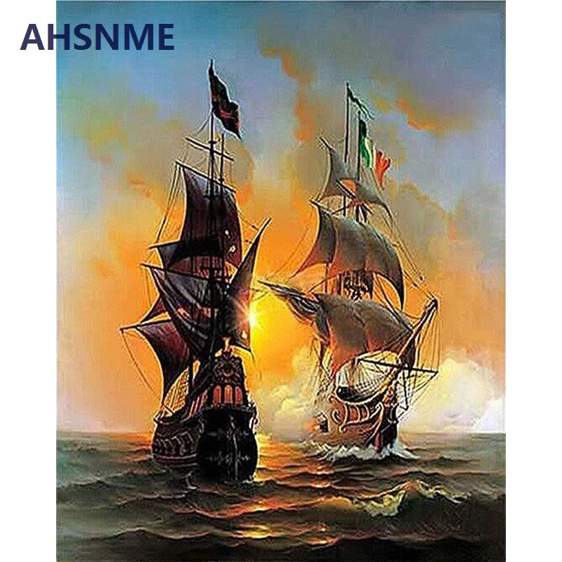 

AHSNME smooth sailing Semi-finished Manual Diy Oil Painting Kits Wall Art Picture Home Decor Children drawing learning kit 16