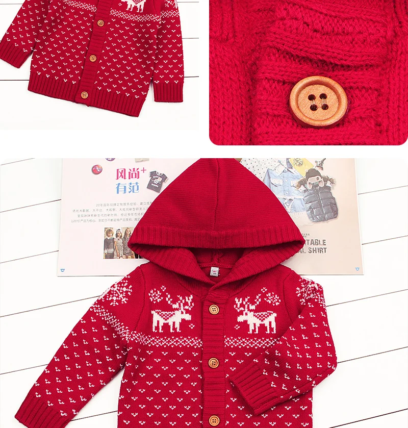 Детские свитера для девочек и мальчиков, вязаный Рождественский олень, вязаный крючком осенний свитер для новорожденного мягкий детский зимний костюм