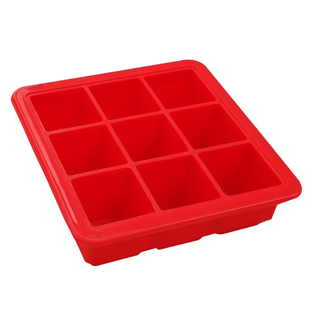 Силиконовая форма для замораживания бар принадлежжеле принадлежность для изготовления шоколадных форм формы 9 кубиков льда кухни Outils аксессуары креативный кухонный инструмент - Цвет: Red