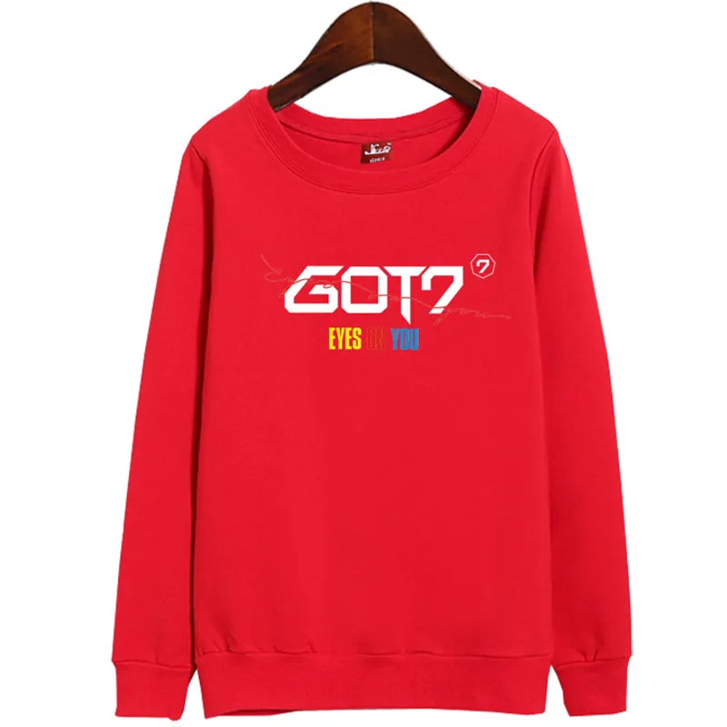 Kpop GOT7 глаза на вы должны быть автоматизированного вокруг той же пункта весной и осенью шею Свободные Толстовка с капюшоном, толстовки