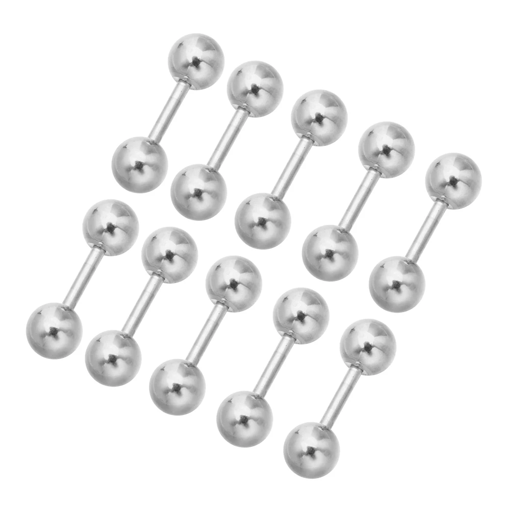 10 шт./лот, модные двойные шариковые винты, мужские маленькие серьги, нержавеющая сталь, Золотая Сережка-гвоздик, серебряный цвет, ювелирные изделия для женщин