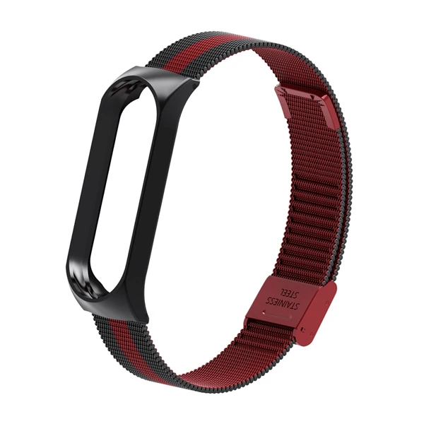 Красный Ремешок для Mi Band 4 3 металлический ремешок из нержавеющей стали для Mi Band 4 3 ремешок совместимый браслет для Miband 4 3 браслеты Pulseira - Цвет: Красный
