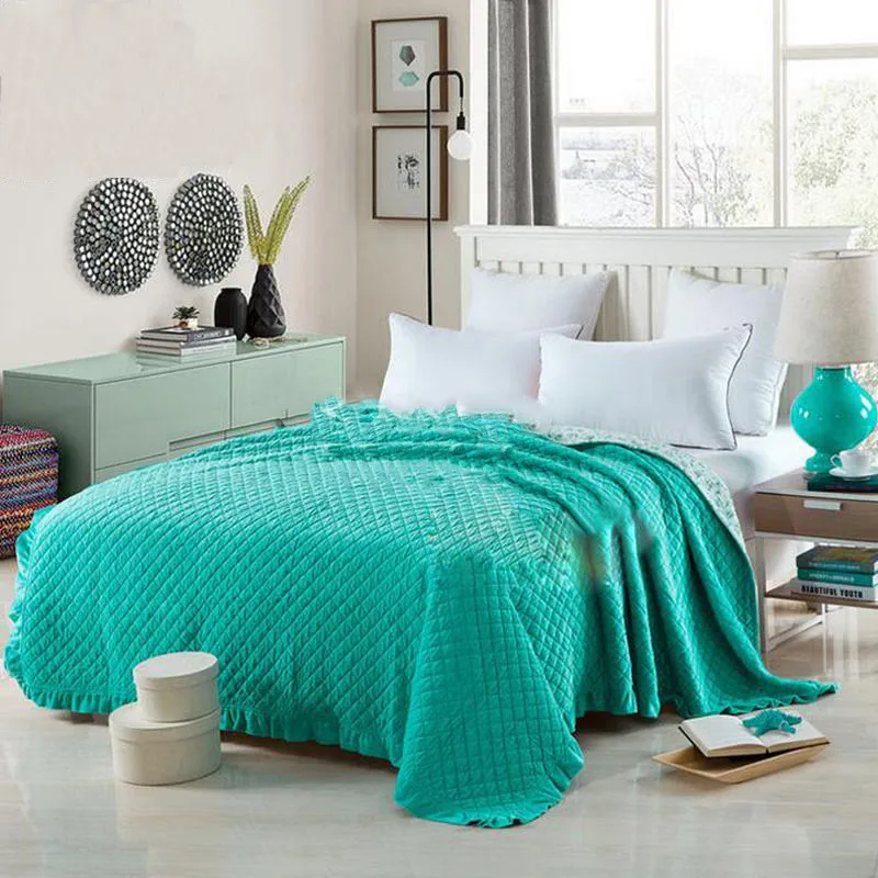 100% Cotton Bed Cover Coverlet Bedspread Solid Color Cool\/Luxury Comforter Full\/Queen Size Air 