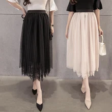 Для женщин Красный юбка миди из тюля с бантом Лолита женские элегантные свадебные моды Юбки для женщин Jupe молнии Высокая Талия Saia одежда l-1