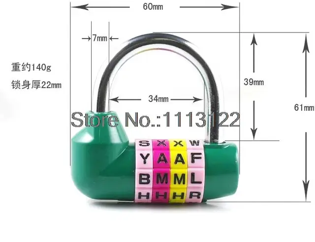 4 digital english letter combination lock u type anti theft code letter locks
