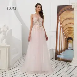 Великолепные вечерние платья трапециевидной формы 2019 Vestido de Festa выпускное платье длиной до пола из тюля с бисером Abendkleider Dubai торжественное