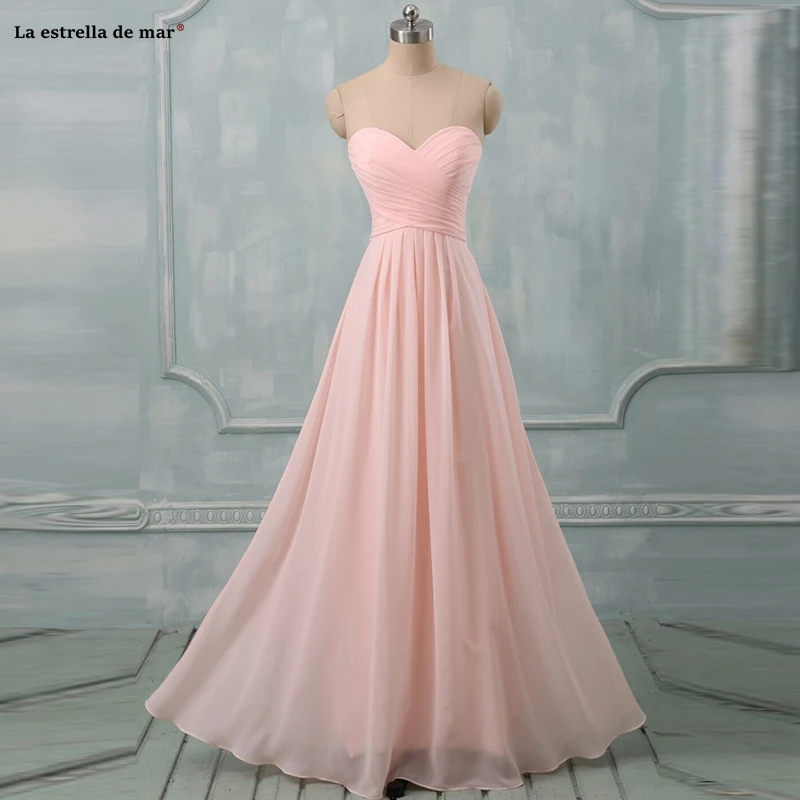 

Wedding guest Gown new chiffon off the Shoulder open backA Line pink bridesmaid dresses long cheap vestido madrinha