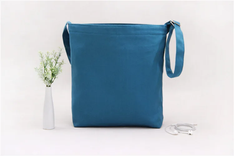 Хлопковая холщовая эко многоразовая сумка для покупок, сумка-тоут, посылка, складные сумки, сумки для покупок, 36*38 см, 8 ярких цветов - Цвет: Синий