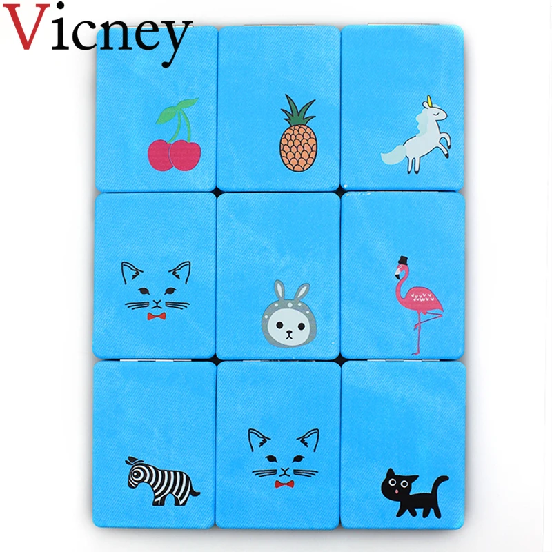 

Vicney 1pc Mini Pocket Makeup Mirror Fashion fresh Square compact mirror blue Beauty hand mirror Double-sided Mirror Magnifier