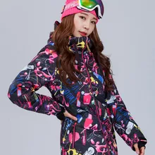 GSOU зимняя женская лыжная куртка с капюшоном Лыжная сноуборд одежда ветрозащитная водонепроницаемая верхняя Спортивная одежда Женская Зимняя Куртка теплое пальто