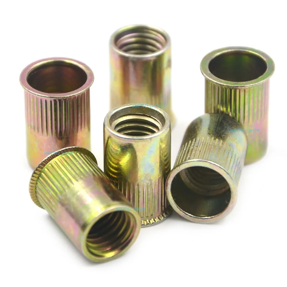 

50pcs M10 Normal Head Rivet Nut Threaded Multi Blind Rivnut Insert Nutsert Steel