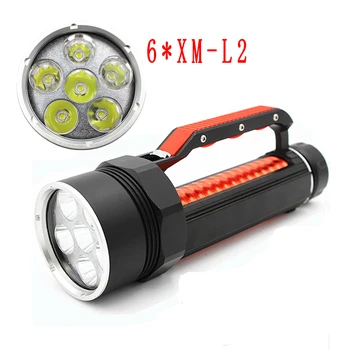 

Diving Flashlight 6x XM-L2 LED 4800LM White Light Waterproof Scuba Lamp Underwater Dive Torch 26650 Lanterna