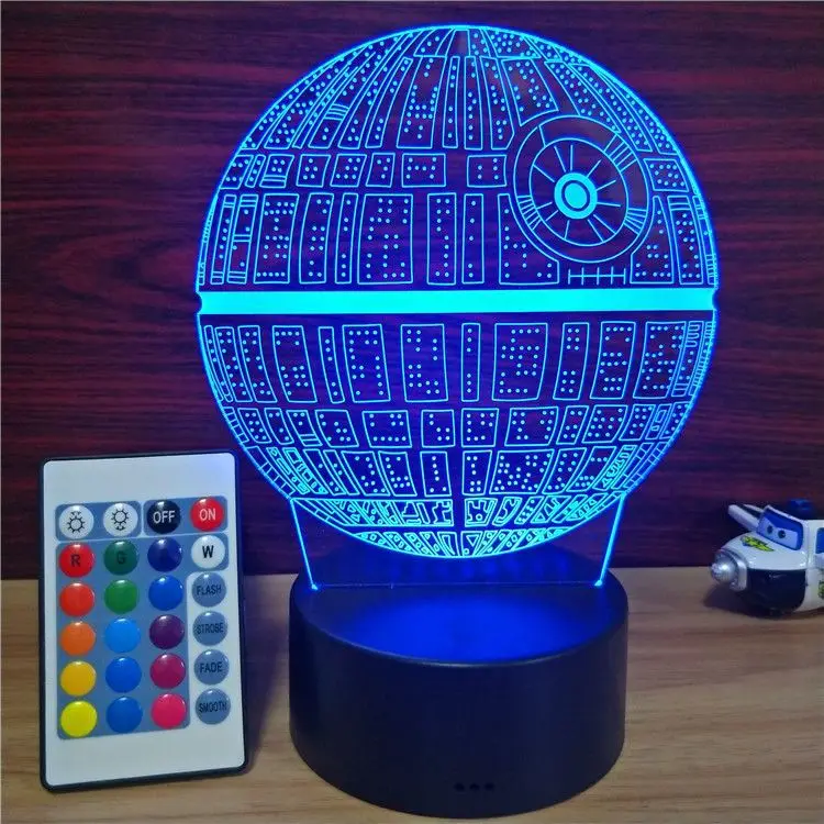 Несколько Star Wars Death Star светодиодный 3D night lights Творческий Ambient Light настольную лампу домашнего освещения Bulbing Цвет изменить Luminaria