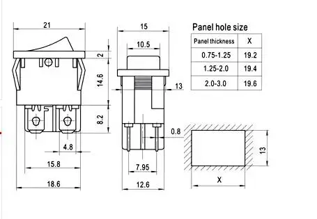 KCD1 On Off 4Pin клавишный переключатель 6A/10A 250V/125V AC красный желтый зеленый синий Кнопка