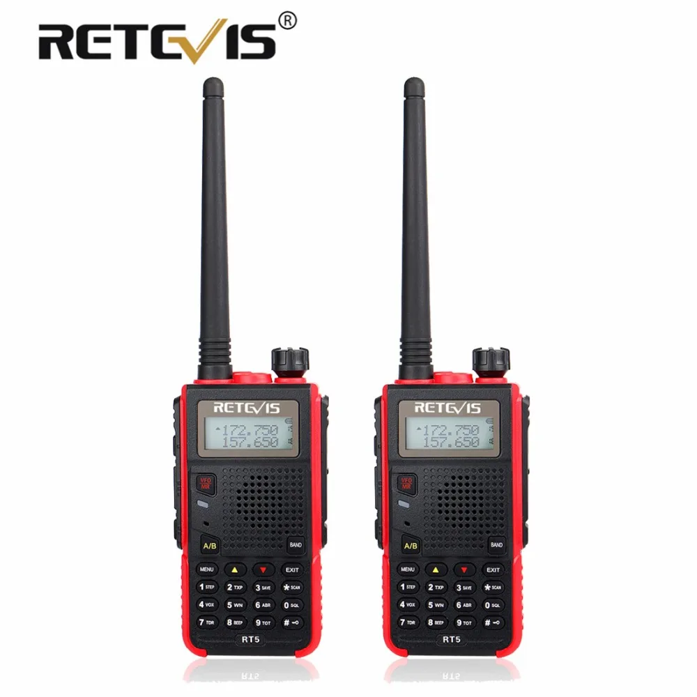 2 pcs Portable Walkie Talkie Pair Retevis RT5 7W 128CH VHF UHF Dual Band VOX FM Radio Station cb Radio Transceiver Walkie-Talkie