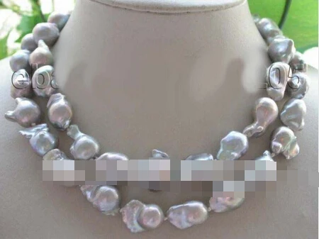 

Free shipping >>@ 1761 35" Natural 20mm Gray Reborn Keshi Pearl Necklace