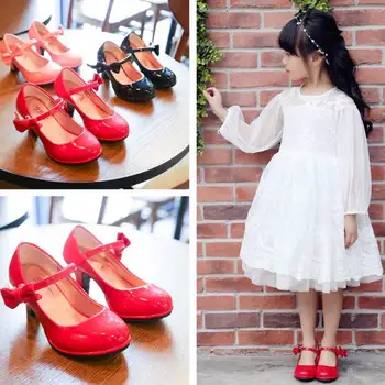 

Fashion Patent Sandals High Heels Children Princess Shoes 2019 Spring Children Shoes Girls Sandals Shoes Pink Red Black