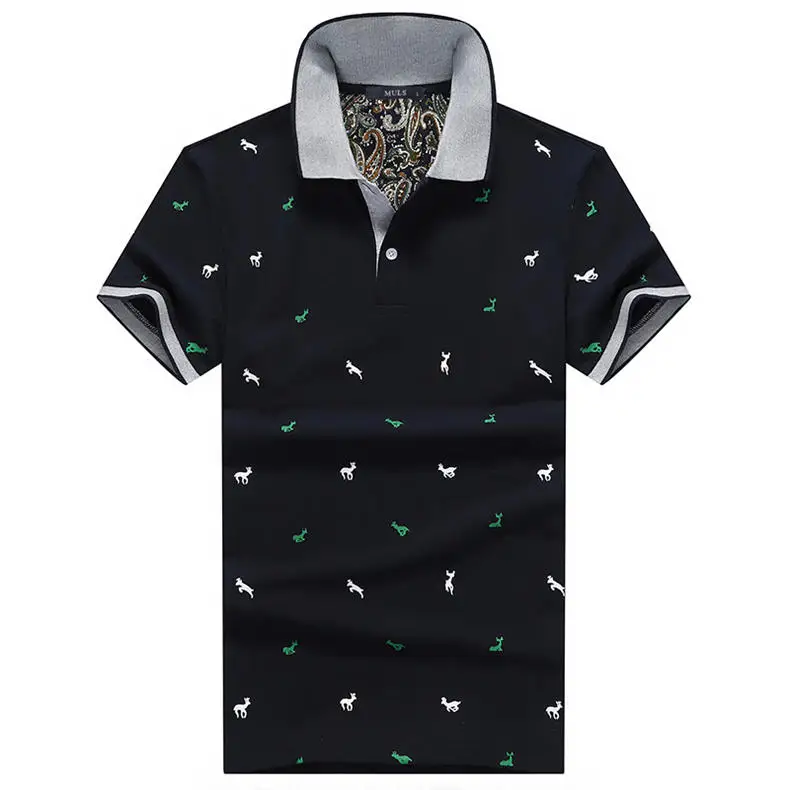 2Pcs Lot Mens Polo Shirt Cotton Polka Dot Summer Short 3XL Male Polo Men Top Tees Cool Muls Brand Clothing Navy Black White Gray-09