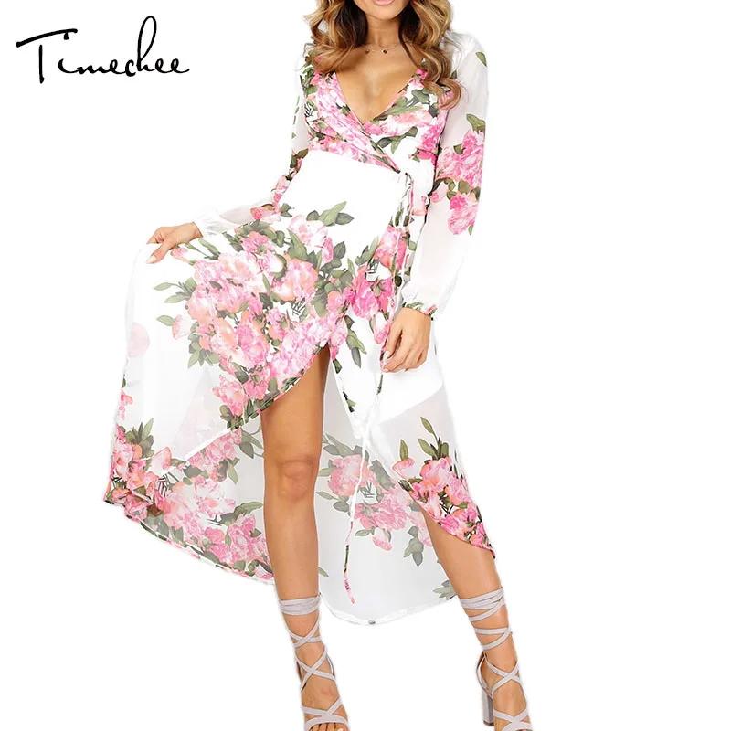 Wholesale Maxi Dress Women 2017 Timechee New Summer Boho Sexy V-Neck Print Empire Split Loose Long Dresses Vestidos LYY0137 Buy Cheap Maxi Dress Women 2017 Timechee New Summer Boho Sexy V-Neck Print Empire Split Loose Long Dresses Vestidos LYY0137