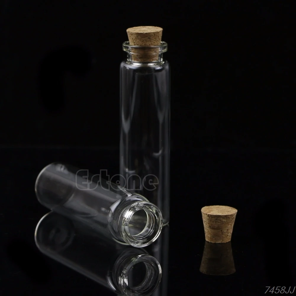 10 Pcs 20ml 22*80mm Empty Tiny Small Clear Cork Message Glass Bottles Vials DropShip 3
