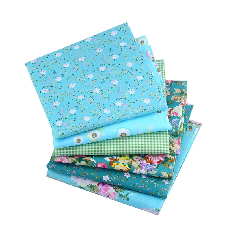 Blue Floral Series Patchwork Cotton Fabric Fat Quarter Bundles Textile