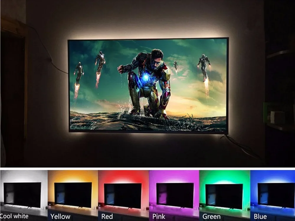USB светодиодный полосы 5050 RGB гибкий светильник 50 см 1 м 2 ТВ фон ing лента клейкую