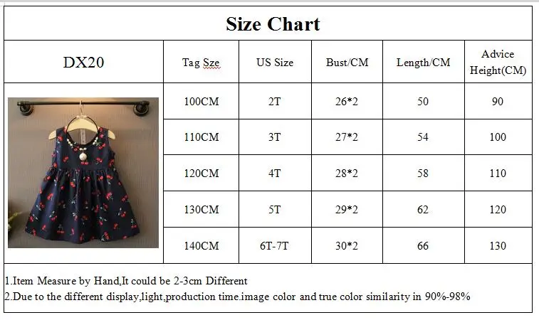 DX20 size chart