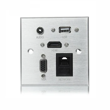 

Multiple RCA Wall Outlet with Audio VGA HDMI,Network,USB, High Quality Aluminum Alloy Panel for Hotel Home Bank Customized