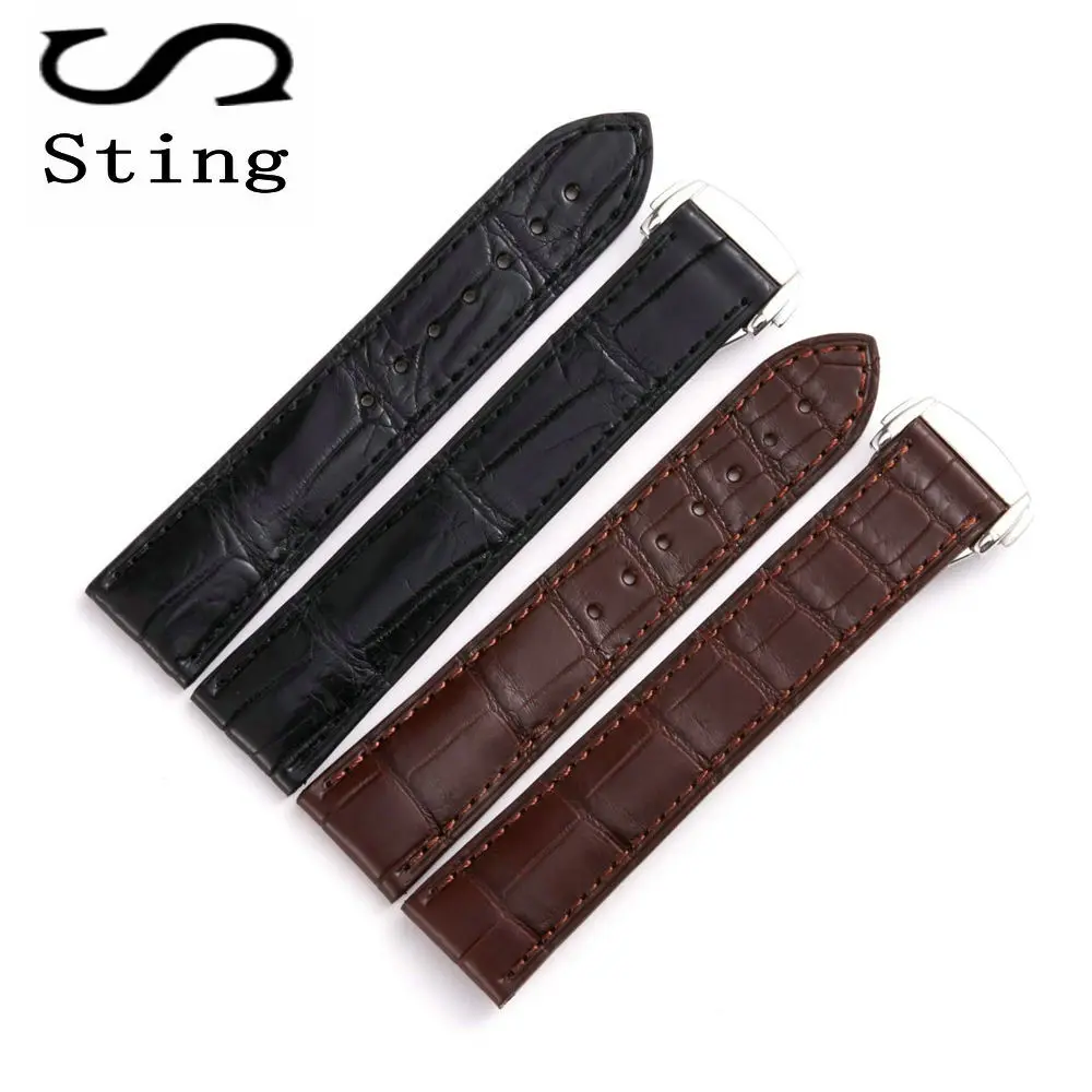 

Sting Strap 19 20MM Genuine Crocodile Skin Leather Men Watch Band Strap Watch Accessories Women Wristband Folding Clasp