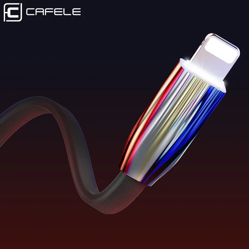 

CAFELE LED Light USB Cable for iphone X 8 7 6s Plus 5s Charging Cable Data Sync Phone Cables 1.2M Length No Twisting Durable