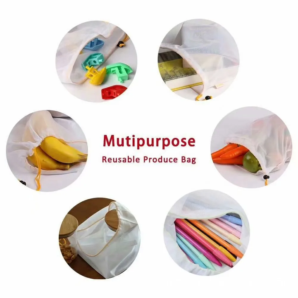 Reusable Mesh Supermarket Shopping Bags Washable Eco Friendly Shop Bag Grocery Fruit Vegetable Toys Sundries Storage Custom Bag