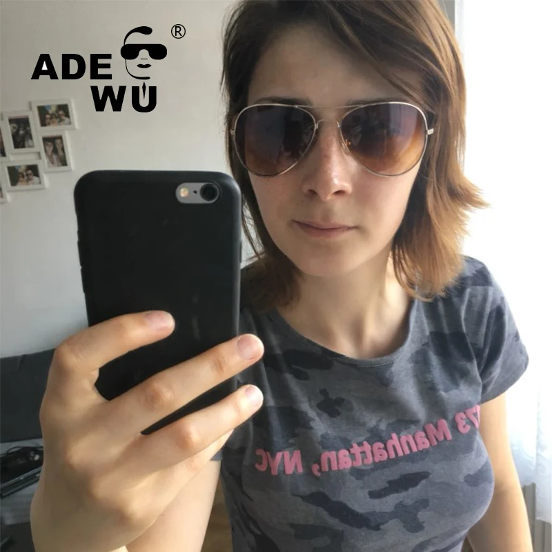 Adewu Women Pilot Golden Frame Sunglasses Fashion Female Brand Designer