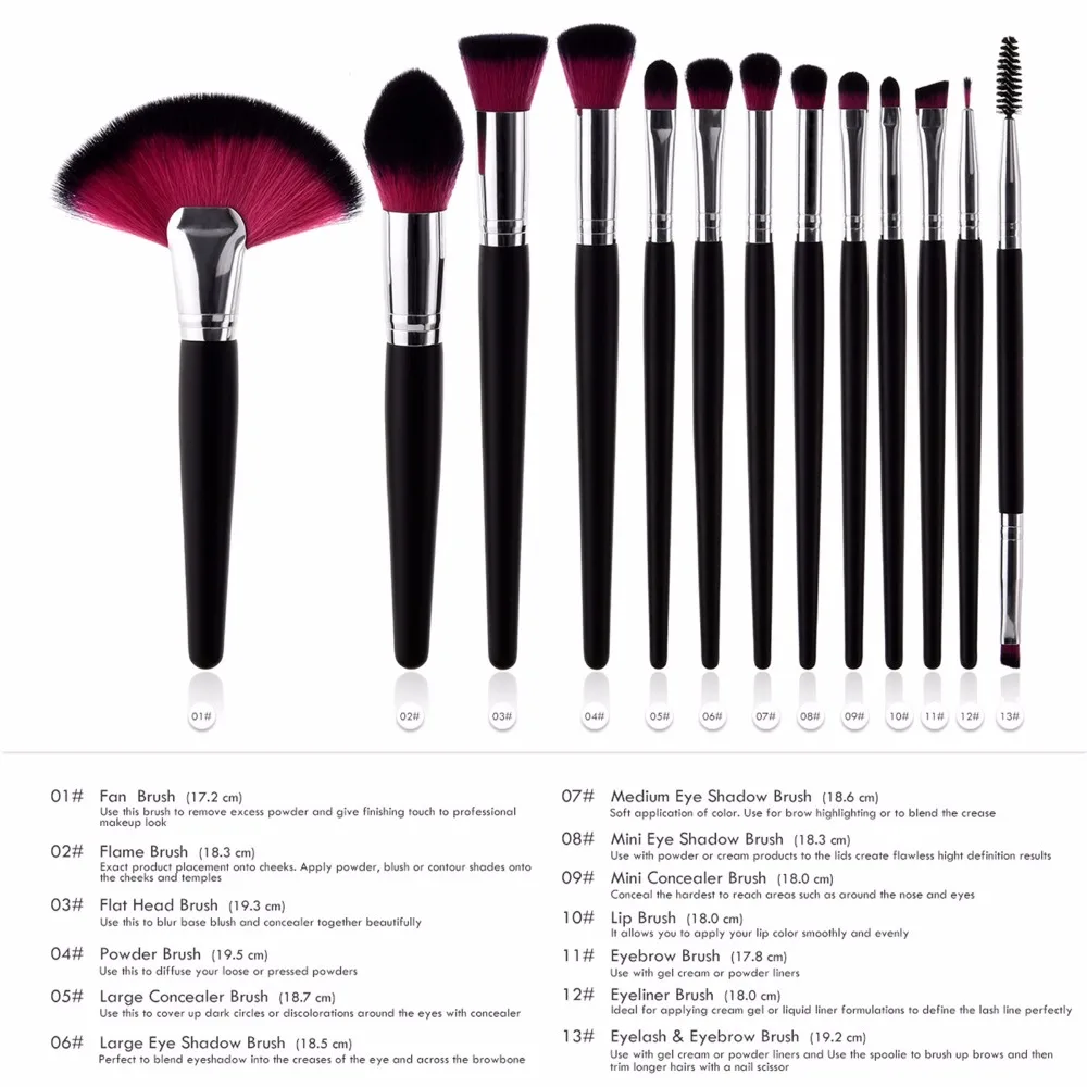 13Pcs Makeup Brush Sets Cosmetic brushes Power Foundation Blush Eye Shadow Blending Fan Brush Make Up Kits Beauty maquiagem (2)