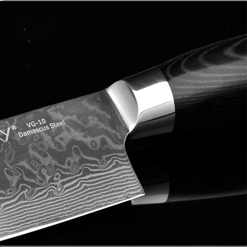 6 chef utility knife VG10 core Damascus Steel Micarta handle multipurpose fish meat vegetable fruit knife 5