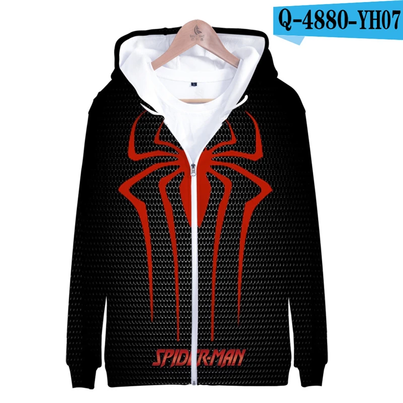 

Spiderman Far From Home Zipper Hoodie Anime Peter Parker Marvel Zip Up Jacket Oversized Boys Costumes Kids Printed 3D Hoodies