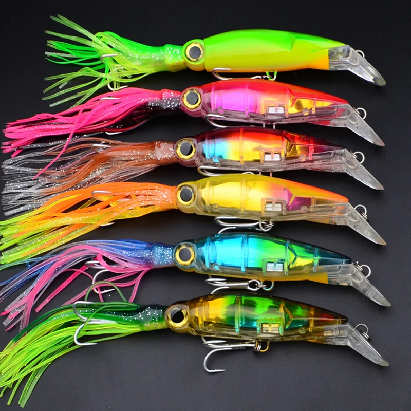 6pcs/lot Squid Lure Wobbler 14cm 40g Sleeve Fish Fishing Lures Tackle For Trolling Bionic