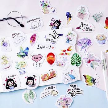 

Creative Succulent Plants Flowers Feather Butterfly Decorative Stationery Stickers Scrapbooking DIY Diary Album Stick Label