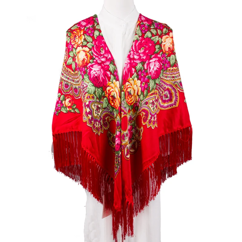 HOT Sale Russian Brand New Fashion Big Size Square Scarf Cotton Long Tassel Print in Spring Winter Shawl For Women floural | Аксессуары