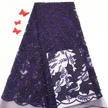 

African Lace Fabric 2018 High Quality Nigerian Tulle Lace Fabric With Sequins Velvet French Net Lace For Women Dress Lake blue