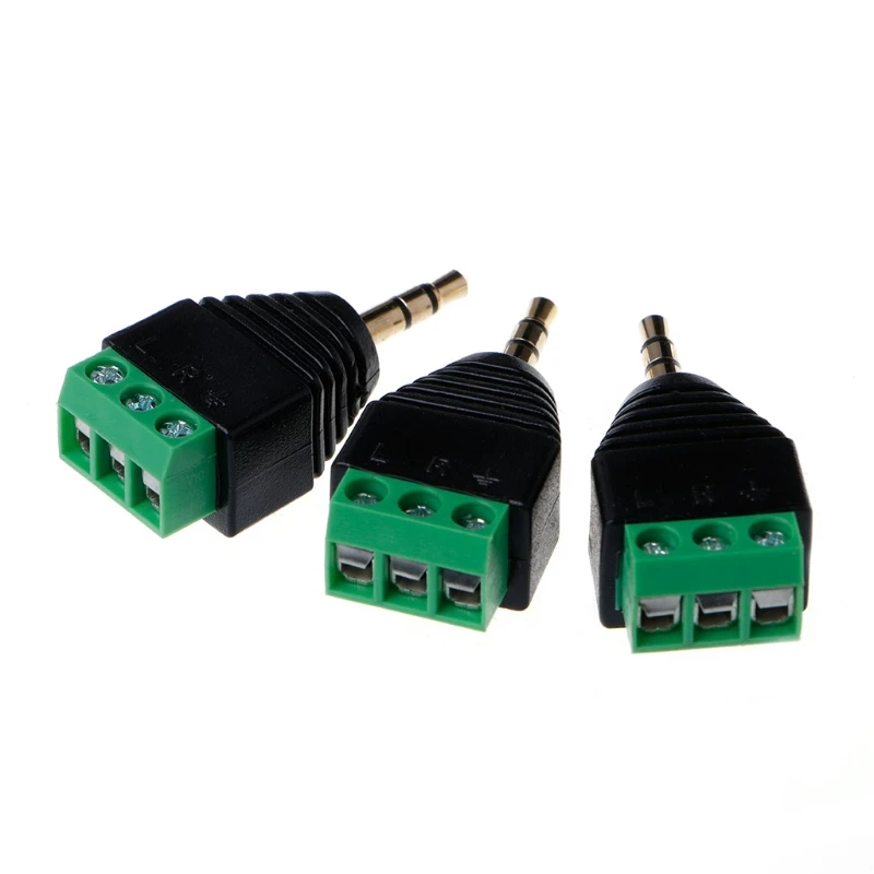 

3 Pcs Video AV Balun 3.5mm 1/8" Stereo Male to AV 3 Screw Terminal Plug Connector #Sep.07