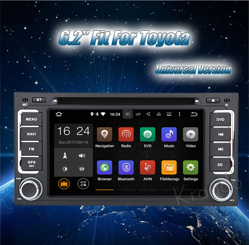 Excellent Krando 6.2" Android 8.0 car gps navigation for toyota RAV4 COROLLA VIOS HILUX Terios Land Cruiser 100 audio dvd player 1