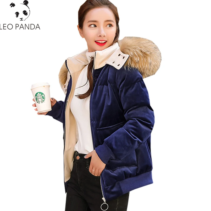 Женская Вельветовая короткая парка 2019 зимняя новая модная меховая куртка с