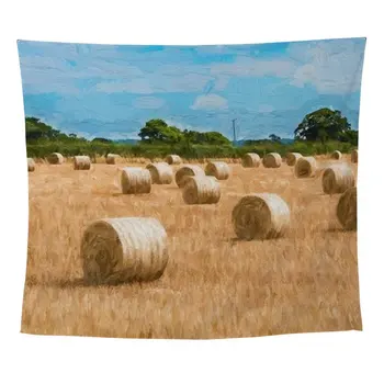 

Hay Barrels In A Field Wall Tapestry for Wall Decoration Fabric Hanging Wall