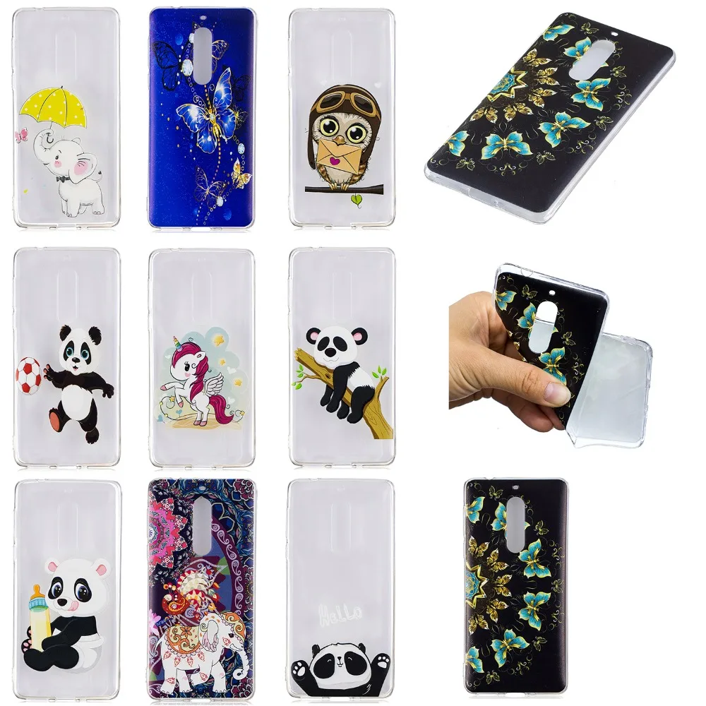 Прозрачный ТПУ мягкий чехол для Nokia 2 3 5 1 2018 panda бабочка Сова Слон единорог