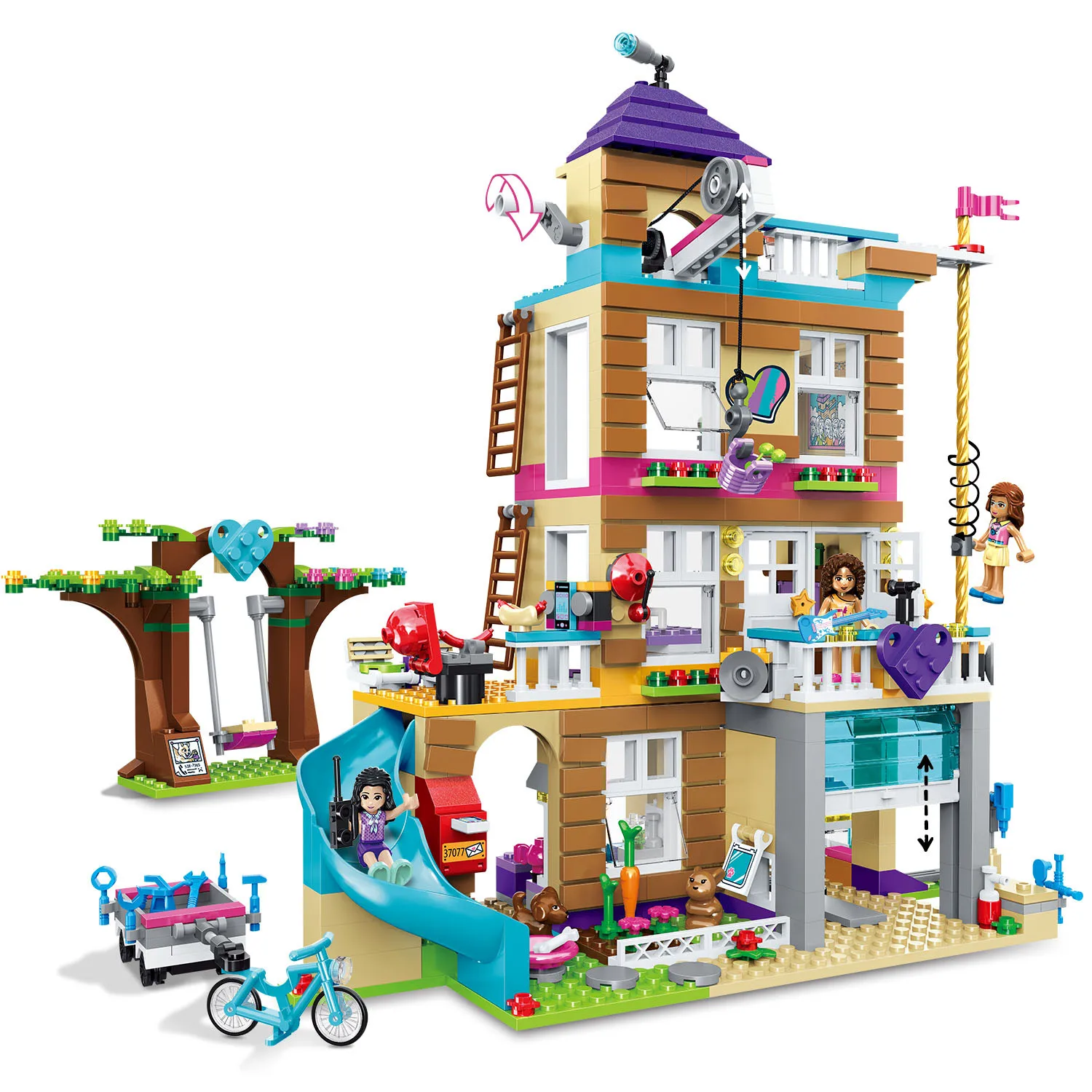 

LELE 37077 740Pcs Girls Series The LegoINGlys 41340 Friendship House Set Building Blocks Bricks Educational Birthday Kids Gifts