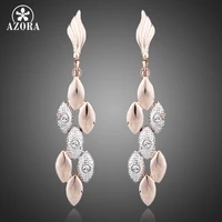 AZORA новейший дизайн розовое золото цвет два тона пшеничные уши с Стразы праздник кисточки серьги TE0071 - изображение