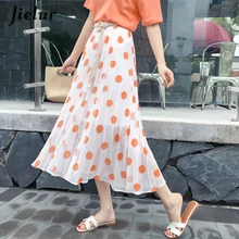 Jielur шифоновая плиссированная юбка в горошек юбки Харадзюку с высокой талией Женская Очаровательная шикарная ropa mujer Verano летняя юбка