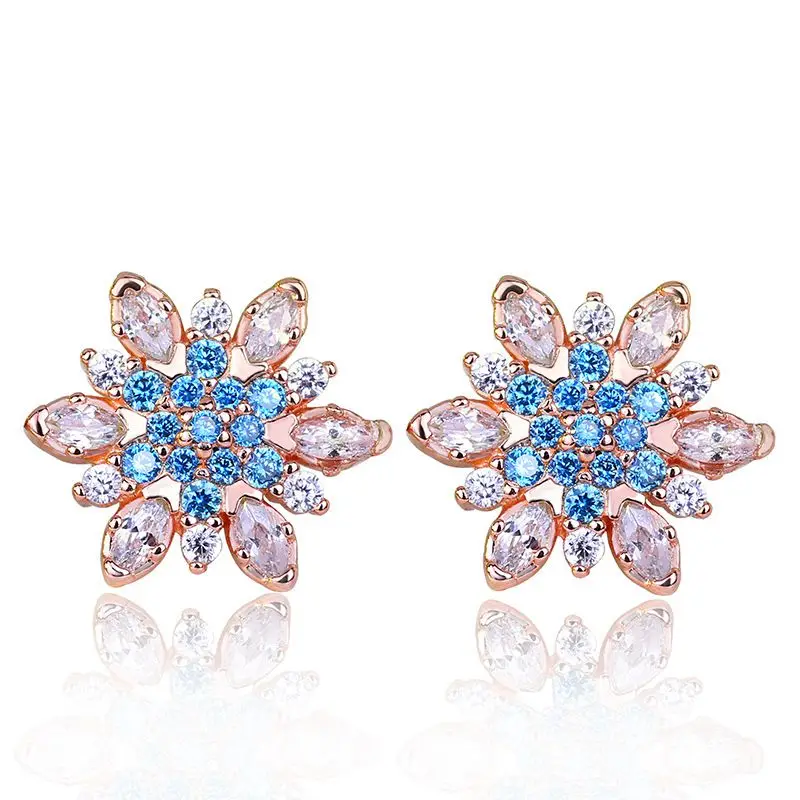 

Zircon European and American Snowflake Ear Nails Flower Heart Earrings Wholesale